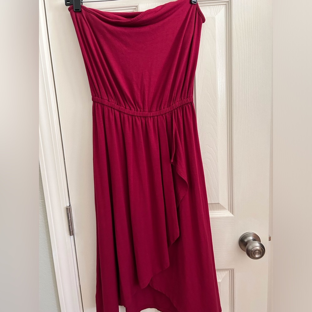 Ann Taylor Asymmetrical Burgundy Dress